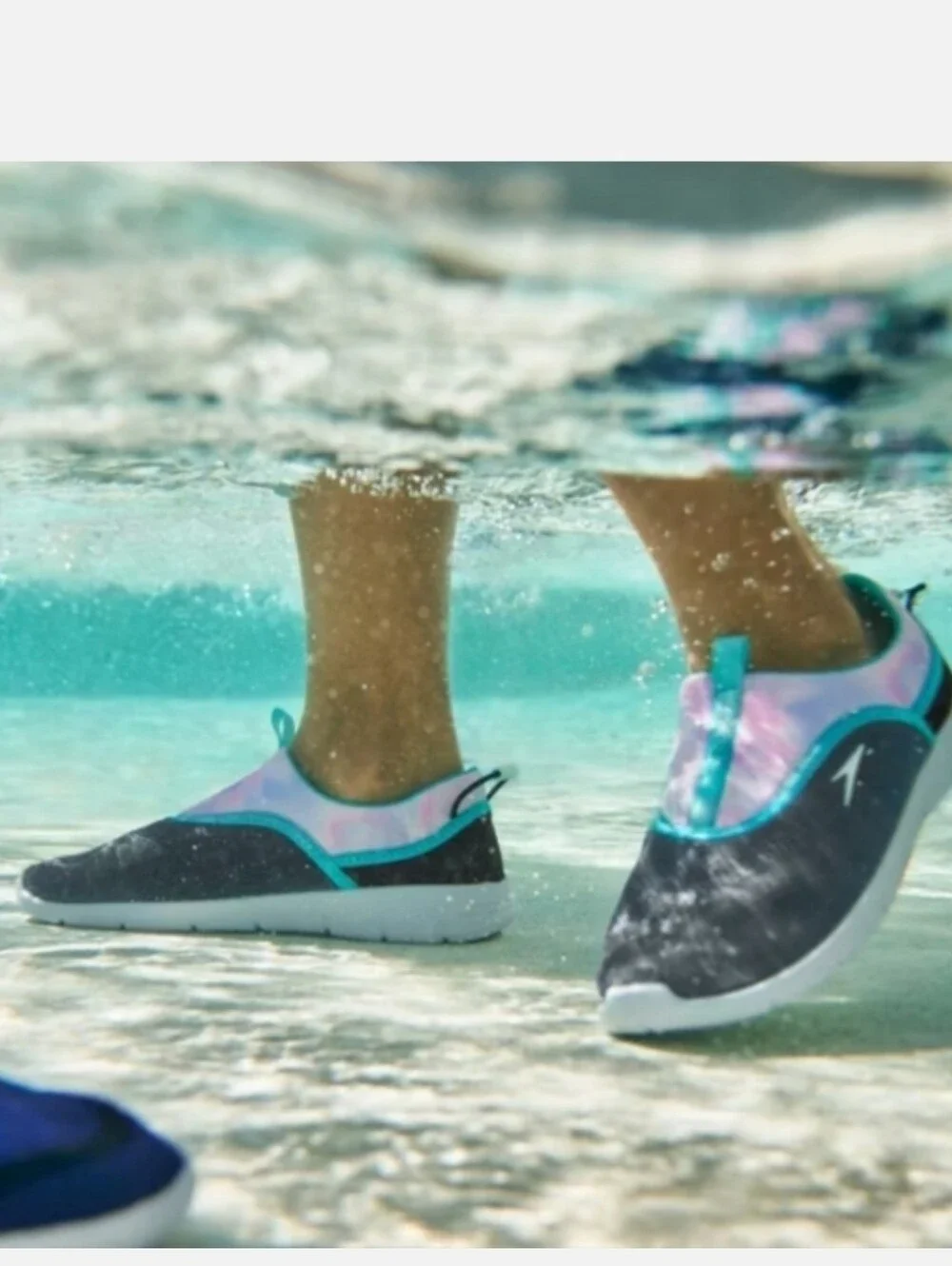 Speedo Kid's Slip-On Water Shoes in Black & Teal-Pink